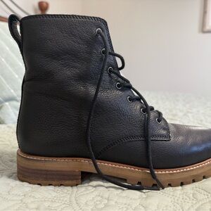 Madewell Claire True Black Leather Lace-Up Boots